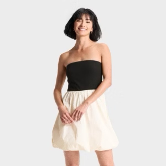 Bubble Mini A Line Black and Cream Strapless Dress A New Day - NWT szM - Picture 1 of 4